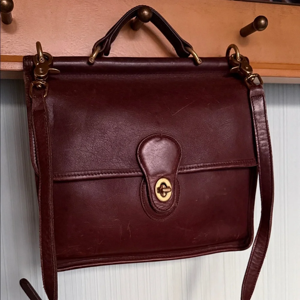Vintage 1998 Coach Willis 9927 Mahogany Brown Leather Turnlock Crossbody Satchel - Picture 14 of 14